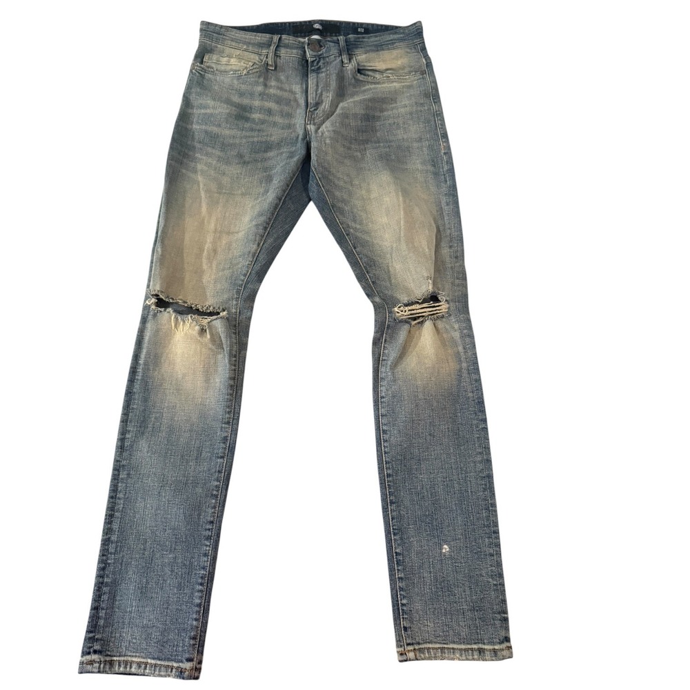 Jordan Craig Sean Mens Distressed Ripped Slim Fit Jeans Light Wash Blue 30x32